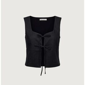 OAK + FORT Black Tie-Front Tank Top